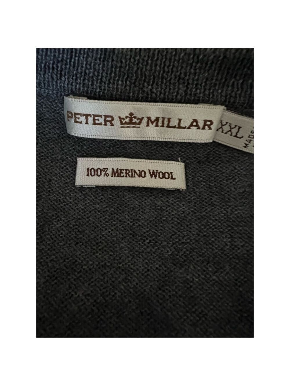 Men's Peter Millar V-Neck Sweater XXL Gray 100% Merino Wool